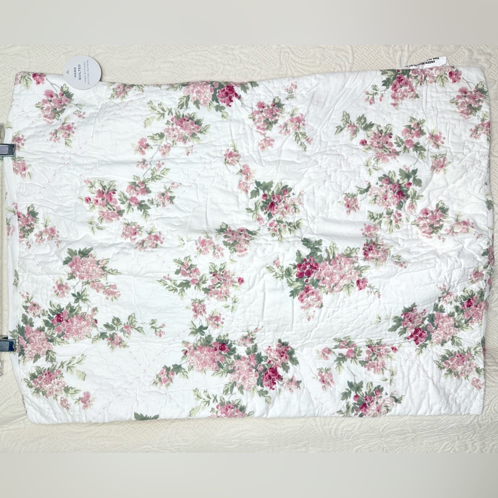 Shabby Chic Pink Floral Quilted Pillow Sham